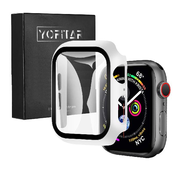 YOFITAR Apple Watch 用 ケース series6/SE/5/4 40mm アップルウォッチ保護カバー ガラスフィルム 一体型 PC素材 全面保護 超薄型 装着簡単 耐衝撃 高透過率 指紋防止 傷防止 ホワイト