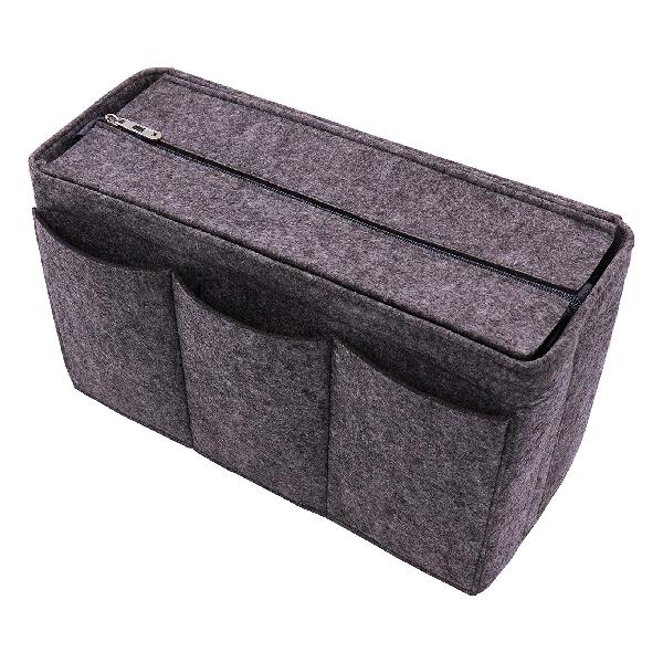 APSOONSELL Felt Bag Organizer Bag in Bag Insert 軽量 バッグインバッグ 自立 フェルト 大きめ リムーバブル インナーバッグ ファスナー付き バックインバック グレー L