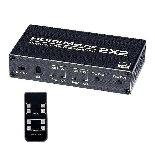 BLUPOW 4K60Hz対応 HDMIマトリックス セレクター 2入力2出力 切替機 分配器 スプリッター HDMI2.0HDCP1.43D対応 PS4ProXboxFire TVなど対応 VA132