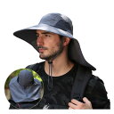 Croogo ひよけ帽子 メンズ アウトドアハット日除け付帽子 漁師キャップ 紫外線カット つば広 軽薄 速乾 防水 通気性 あご紐付き 男女兼用 釣り ガーデニング 登山 農作アウトドア作業(G-XT02-ダークグレー)(4)