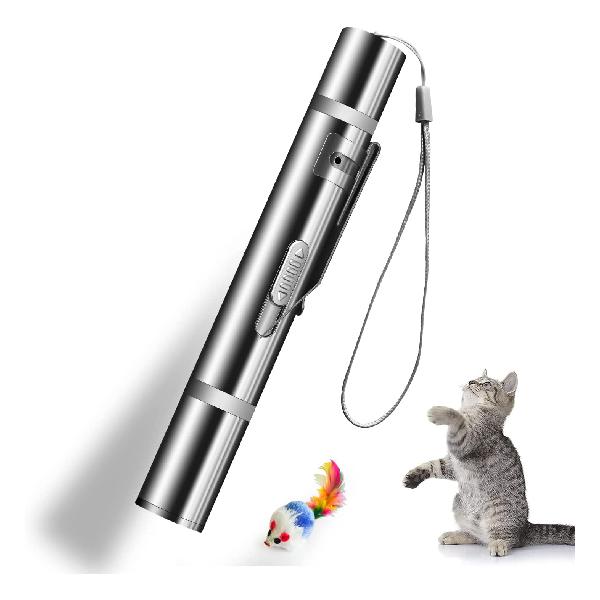 Evedon猫用おもちゃ，USB充電式ねこおもちゃ7in1多機能LEDライトレザークラス1猫用運動不足解消 おもちゃ日本語説明書付き
