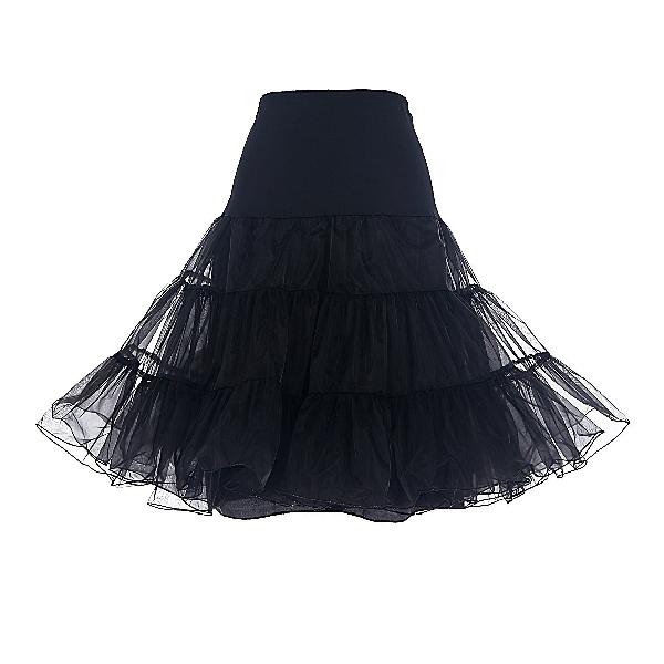 Dresstell(ドレステル) ふわふわパニエ ひざ丈 フリルいっぱい 3段のボリュームパニエ カラースカート ブラック Mサイズ
