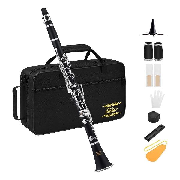 Eastar クラリネット ニッケルメッキ B調 Clarinet ABS樹脂管体 ベーム式 お手入れ付 初心者向け 黒 ECL-300 開学 プレセント