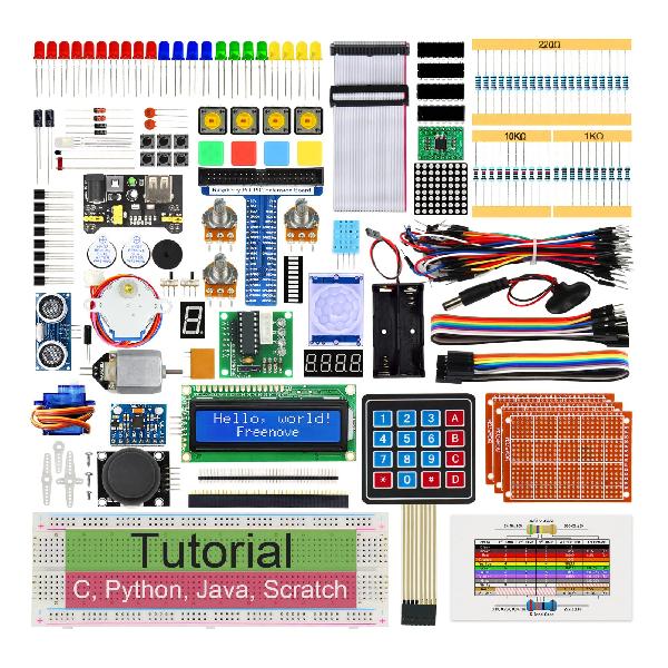 Freenove Raspberry Pi 4 B 3 B+ 400 用のアルティメットスターター キット、558 ページの詳細なチュートリアル、Python C Java Scratch コード、223 アイテム、104 プロジェクト