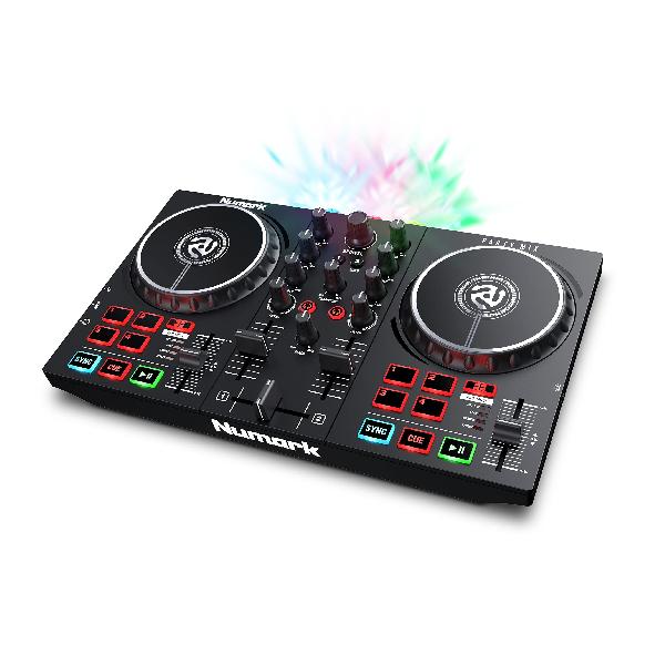 Numark DJコントローラー LEDライト搭載 初心者向け Serato DJ Lite djay Pro AI対応 iOS ストリーミング DJ配信 ポータブル Party Mix II