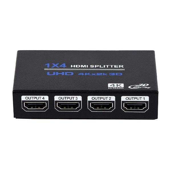 1x4 HDMIスプリッター HDMI 分配器 1 入力 4 出力 HDMIスプリッターオーディオビデオディストリビューターボックス 3D 4K x 2K HDTV、STB、DVD、PS3、プロジェクターなど対応