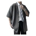 2XL グレー D.IIZOO サマージャケット メンズ 半袖 テーラードジャケット 5分袖 スーツtシャツ サマーブレザー 紳士服 ショートコート ゆったり 薄手 夏服 おしゃれ XZ002