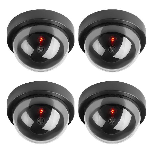 Yokosoダミーカメラ 監視 カメラ 屋外屋内ドームカメラ 点滅する赤いLEDライトを使って（ブラック）（4パック）