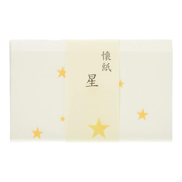 こころ懐紙本舗(Kokorokaishihompo) 懐紙 白 女性用サイズ:14.5x17.5cm(1枚) 星