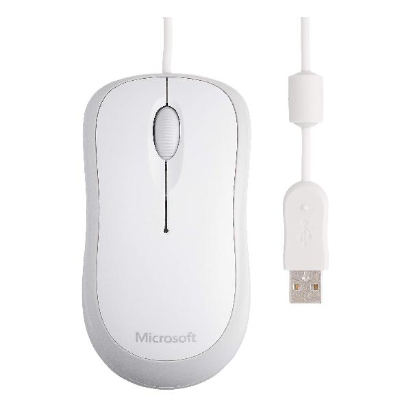 マイクロソフト ベーシック オプティカル マウス P58-00072 : 有線 3ボタン 両手デザイン 光学式 USB接続 ( ホワイト ) Windows Mac Android 対応