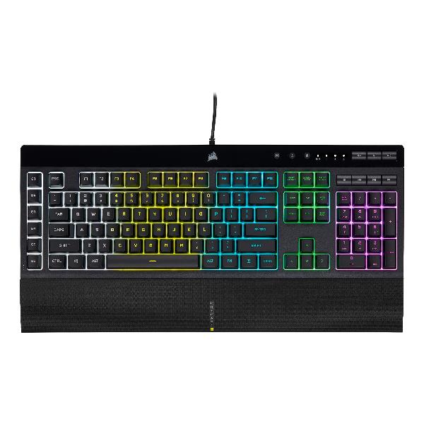 CORSAIR K55 RGB PRO ゲーミングキーボード、ブラック- IP42 防塵防滴 - 取り外し可能なパームレスト - 専用メディアキーと音量キー (CH-9226765-JP)【ブランド】CORSAIR【MPN】CH-9226765-JP【connectivity_technology】USB-A【color】ブラック【button_quantity】55.0【keyboard_backlighting_color_support】rgb【keyboard_description】ゲーム【batteries_required】false【manufacturer】Corsair【number_of_boxes】1.0【number_of_items】1.0【recommended_uses_for_product】ゲーミング【compatible_devices】パソコン【vendor_return_serial_number_required】serial_number【model_name】K55 RGB PRO【number_of_keys】110.0【warranty_description】2年間 メーカー保証【part_number】CH-9226765-JP【model_number】CH-9226765-JP【special_feature】バックライト付き