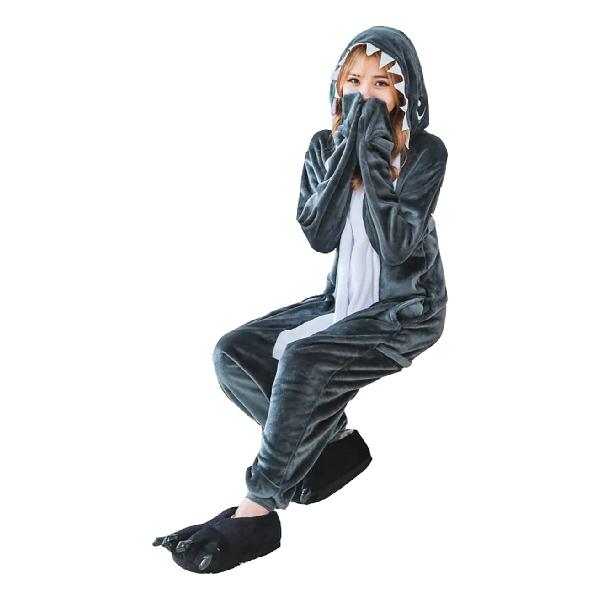 サメ きぐるみ パジャマ 大人用 ルームウェア 動物 コスプレ 仮装 コスチューム ハロウィン クリスマス 男女兼用 (XL)