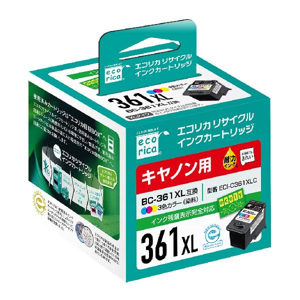 エコリカ キヤノン BC-361XL対応リサイクルインク カラー ECI-C361XLC 残量表示対応