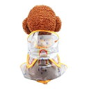 犬レインコート 雨カッパ ドッグウェア 小型犬専用 透明 防水 帽子付 四足 可愛いワンちゃん服 レーンボー柄+透明色 脱着簡単 梅雨対策 ペット用品 (L)