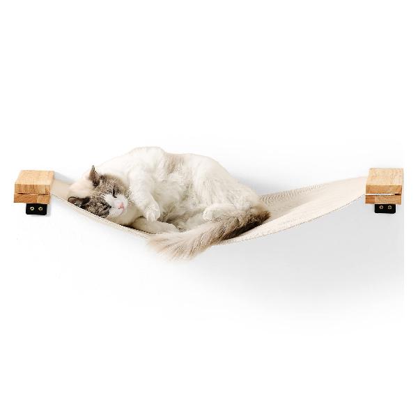 FUKUMARU 猫用壁掛け式ハンモック ロングサイズ 90cm キャットウォーク 猫用 猫用橋 猫用ハンモック 猫用ソファ 猫用家具 睡眠 遊び場 休憩場所 生成り色