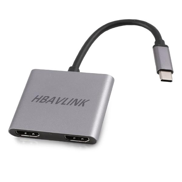HDMI 分配器 拡張モード対応 HBAVLINK Type C マルチディスプレイアダプタType-cからデュアルhdmiへのアダプター hdmi 拡張器 2画面出力 Windows ラップトップ用のシングル 4K@60Hz またはデュアル 4K@30