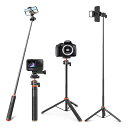 スマホ三脚 自撮り三脚 130cm三脚 三脚 スマホ スタンド カメラ アクションカメラ 三脚 GoPro 三脚 自由雲台 コールドシュー付きiPhone An...