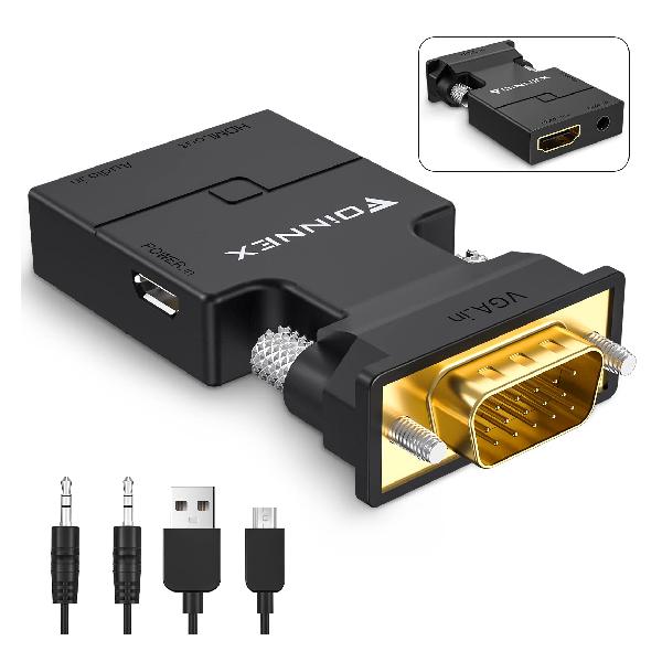 VGA HDMI 変換 VGA to HDMI 変換アダプタ VGAオス to HDMIメス コンバーター 音声転送 パソコン プロジェクター HDTV 用 VGA-HDMI 変換ケーブル 給電用USBケーブルと3.5mmオーディオケーブル付き【ブランド】FOINNEX【MPN】VH-UA02【color】VGA - HDMIアダプター【connector_gender】オス-メス【warranty_type】限定的保証【batteries_required】false【manufacturer】FOINNEX【includes_rechargable_battery】false【compatible_devices】ノートパソコン【size】VGA to HDMI変換 ケーブル【item_package_quantity】1.0【connector_type】Micro USB【part_number】FOINNEX【model_number】VH-UA02【number_of_ports】2.0【cable】[{unit:centimeters、 decimal_value:50.0}]【unit_count】1.0【variation_theme】SIZE_NAME【batteries_included】false