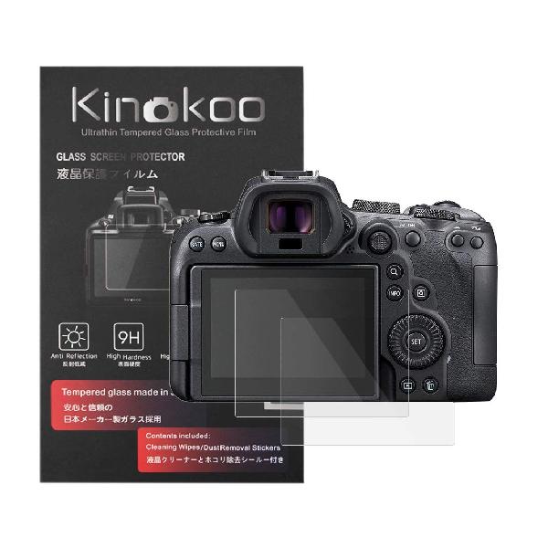 kinokoo 液晶保護フィルム CANONデジタルカメラ EOS R6/EOS R7専用 硬度9H 高透過率 耐指紋 気泡無し 強化ガラス 厚さ0.3mm 2枚セット 標識クロス付き(EOS R6/R7専用)