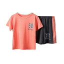 LittleSpring キッズ ドライ Tシャツ ショートパンツ セット 吸汗速乾 スポーツウェア ジャージ 子供 女の子 オレンジ 100