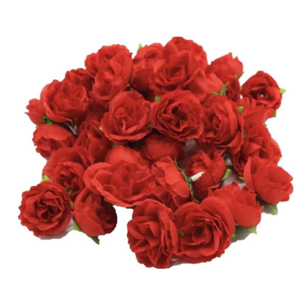 (Mikishin) バラ 造花 50個 3cm ブーケ ローズ 薔薇 結婚式 装飾 (赤)