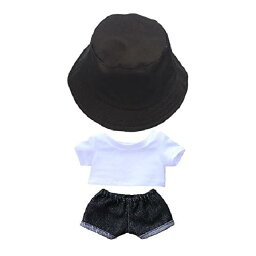 niannyyhouse ぬいぐるみ 用 15cm人形の服 帽子+Tシャツ+ズボン 3点セット 着せ替え フィッシャーマンズハット 白Tシャツ ジーンズ 人形ベビー服 綿人形の服 (C-15cm)