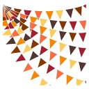 PinkBlume 茶色オレンジ黄色三角旗 秋のペナントバナーパーティー の装飾約10m長 誕生日 飾り付け 結婚式 布ガーランド キャンプ 飾り バースデー デコレーション 旗 感謝祭の収穫 アウトドア旗 装飾用品水洗い可能