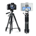 三脚 カメラ スマホ三脚 【580g超軽量 収納42cm】 ビデオカメラ 一眼レフカメラ 軽量 コンパクト さんきゃく 147cm最大高さ 5段階伸縮 ミニ三脚...