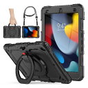 SEYMAC stock iPadケース 第9/8/7世代 リングハンドル耐衝撃ケース 10.2インチ専用 ペン収納 ショルダーストラップ フィルム付きフレーム(ブラック)(2)