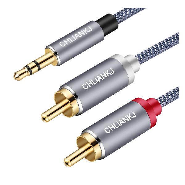 CHLIANKJ 3.5mm ƥ쥪ߥ˥ץ饰 to 2RCA Ѵ ƥ쥪ǥ֥ åͥ  to 2* Y ץåǥAUX֥ ޥ ֥å TV б (0.5M)