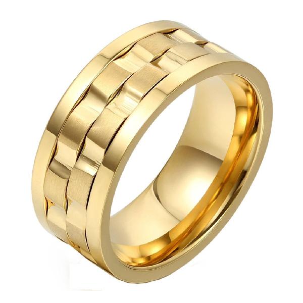 JewelryWe ジュリー アクセサリー メンズ 指輪 リング;オリジナルなデザイン 回転可能;ステンレス ゴールド 