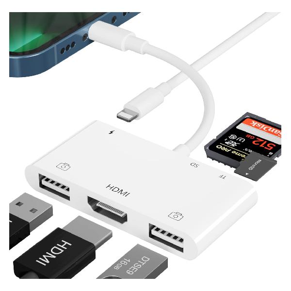 Lightn-ing HDMI+USB*2+SD/TF ϊA_v^ i-Phone p HDMIϊP[u 1080P rfIĐ xȂ Cg-jO USB 3JA_v^ o f[^` OTGpUSBJA_v^ SDJ[h[_