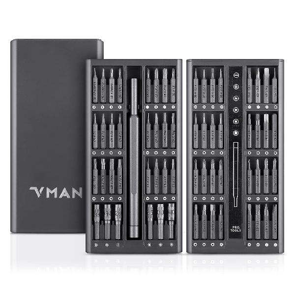 VMAN 精密ドライバーセット 63in1 ビット セット ペン型 ドライバー 精密 小型 差し替え式 おしゃれ 収納 ケース付き 星形 四角 五角 六角 y型 磁石付き iPhone修理 電子機器 精密ドライバー 腕時計 タブレット PC MacBoo