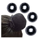 Yesallwas ヘアネット 髪束ねネット 5個セット お団子ネット シニヨンネット バレエお団子 網目 ナイロン 弾性布帛 ブラック バレエ用品 (黒)(4)