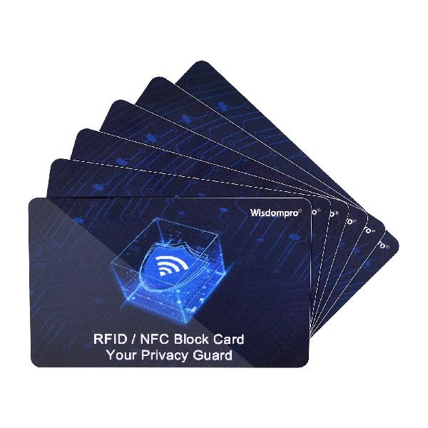 スキミング防止カード 6枚入 Wisdompro RFID/NFCブロック 電子マネー犯罪防止 クレジットカード IC/IDカード パスポートなど個人情報保護 男女兼用 ブルー