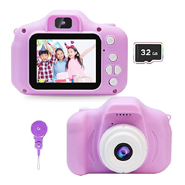 楽天mons Online Shopキッズカメラ アップグレード子供カメラ48MP HD デジタルカメラ 子供用 2つのレンズ おもちゃ 女の子 クリエイティブ 誕生日プレゼント 子供の日プレゼント 4?9歳 女の子 男の子 32GB SDカード付き パープル子供用カメラ （カバーなし）