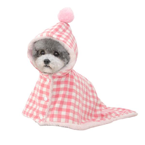 Ymgot 犬 着る毛布 猫犬ペットマント ドッグウエア ブランケット 防寒 もこもこ 可愛い (L ピンク)