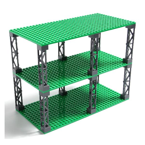 INIBUD 基礎板 ブロック プレート クラシック 互換性 16×32ポッチ 両面 柱付き 板3枚 柱12本 セット (グリーン)