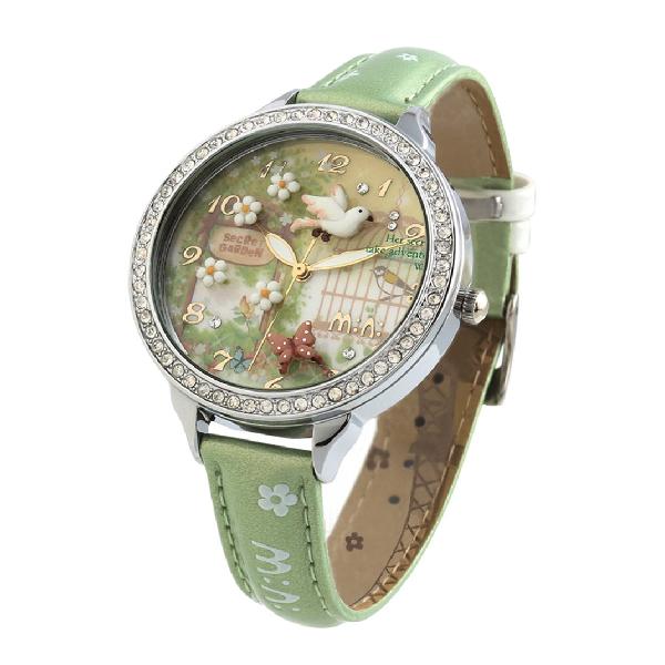 楽天mons Online Shop腕時計 レディース ガール グリーン クオーツ アナデジ表示 海外モデル W291 三次元手作りポリマー粘土飛ぶ鳥