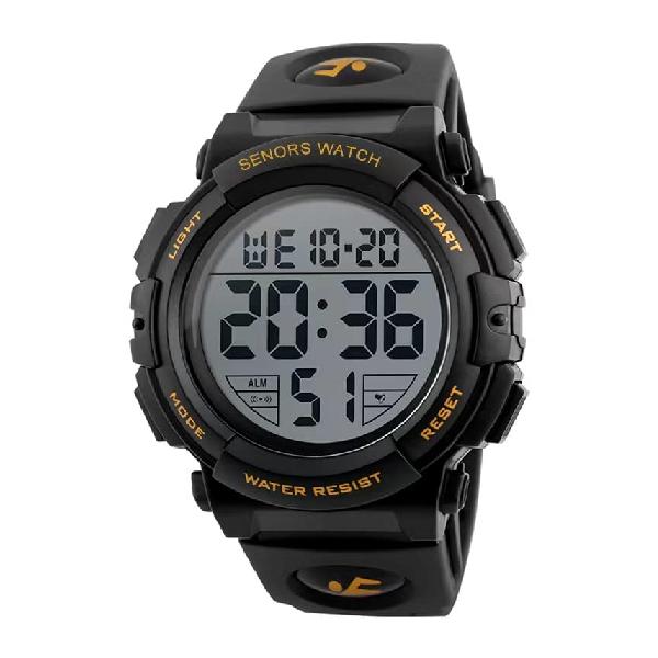 Senors 腕時計 メンズ デジタル スポーツ 50メートル防水 おしゃれ 多機能 LED表示 アウトドア 腕時計 (01-ゴールド)