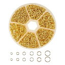 PandaHall Elite 6種 4-10mm 二重丸カン リング マルカン 丸環 金具セット 基礎パーツ ジュエリー DIY用 クラフト手芸用品 アクセサリーパーツ ハンドメイド ブレスレット ゴールド