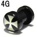 ボディピアス アイアンクロスピクチャー アクリル フレッシュトンネル【4G(5.0mm)】 BPFT-09-04G ボディーピアス 拡張 白黒 十字架 ヴィジュアル チェック トンネル ホール ブラック ホワイト ロブ 耳たぶ 西海岸/10P05Nov16(4)