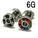 ボディピアス 316Lサージカルステンレス マルチカラージュエル フレッシュトンネル【6G(4.0mm)】BPFT-21-06G ボディーピアス 拡張 キラキラ...