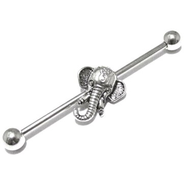 ボディピアス エスニック!ガネーシャチャームインダストリアルバーベル【14G(1.6mm)/約40mm】BP-ID48 軟骨/繋ぐ ボディーピアス ヘリックス ロングバーベル 316Lサージカルステンレス 神/象/エレファントアジアン/エスニック/10P05Nov16