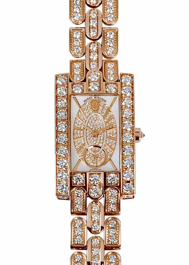 ハリーウィンストン - アヴェニュー エリプティック | HARRY WINSTON | AVEQHM21RR117 | RG シェル/ダイヤ文字盤 クォーツ ブレスレット | 委託品 | 中古