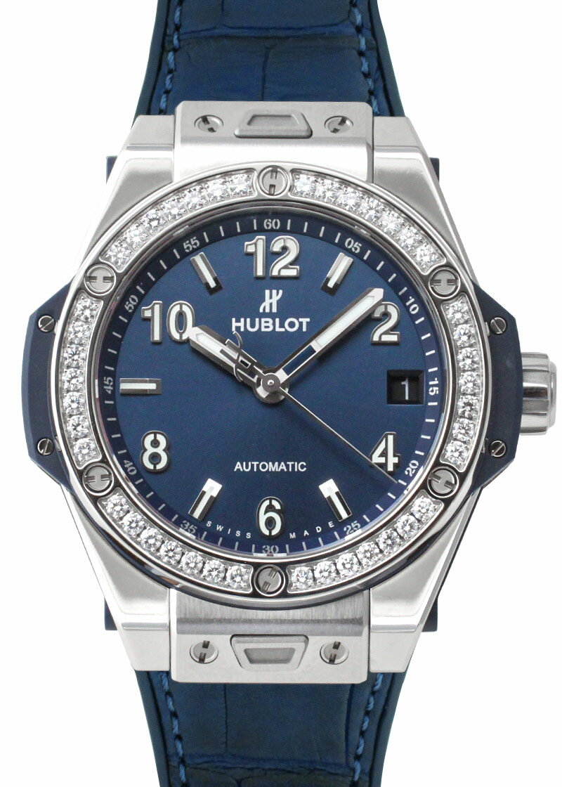 ウブロ - レディース ビッグ・バン ワンクリック スチール ブルー ダイヤモンド | HUBLOT | 465.SX.7170.LR.1204 | SS ブルー文字盤 自動巻き ラバーアリゲーター |