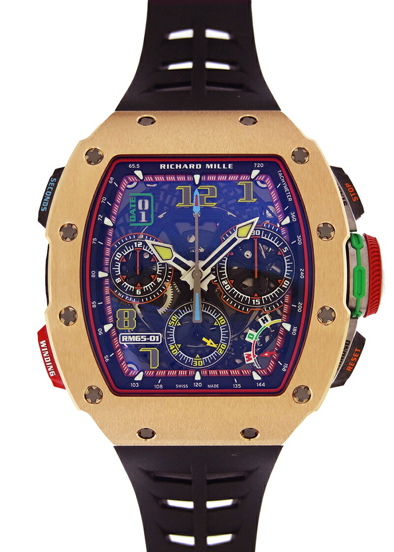 リシャールミル - オートマティック スプリットセコンド クロノグラフ | RICHARD MILLE | RM65-01 | RG/カーボンTPT スケルトン文字盤 自動巻き ラバー