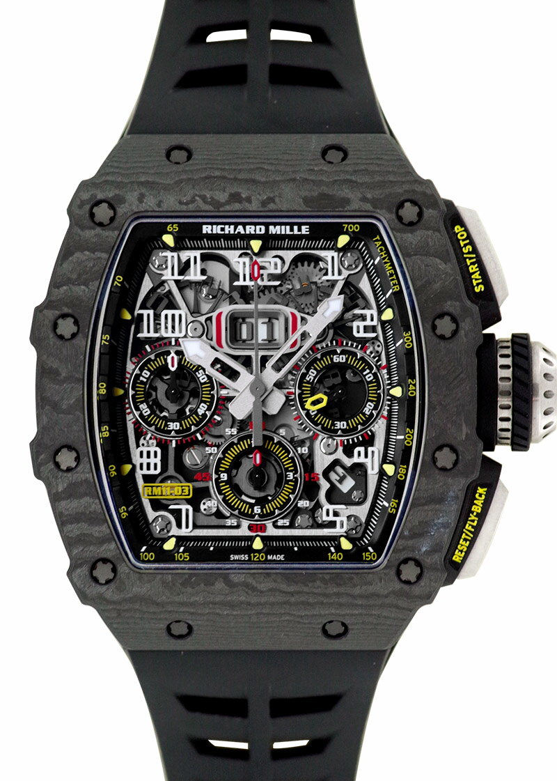 リシャールミル - オートマティック フライバック クロノグラフ| RICHARD MILLE | RM11-03 | カーボンTPT スケルトン文字盤 自動巻き ラバー同様 | 中古 |