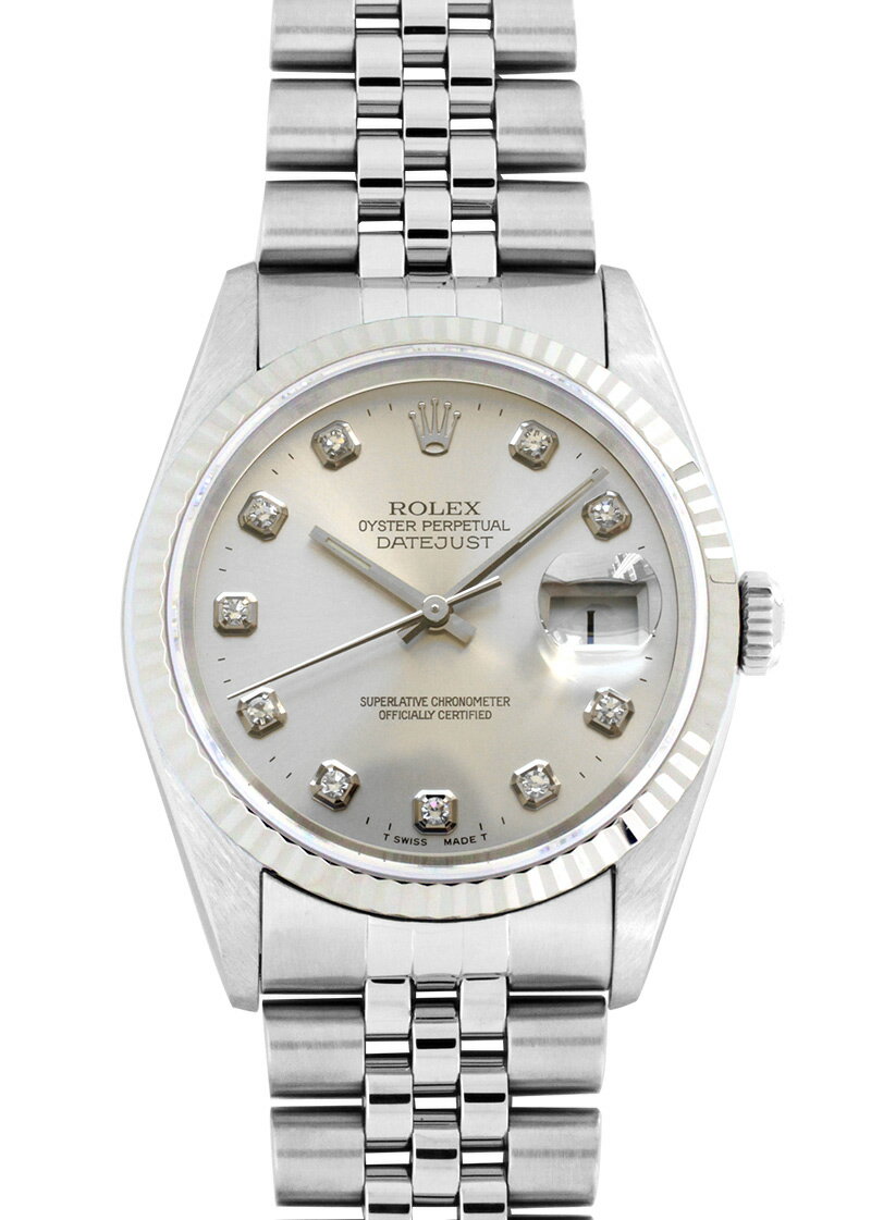 ロレックス - オイスター パーペチュアル デイトジャスト | ROLEX | 16234G | WG&SS シルバー文字盤 自動巻き ブレスレット | 中古 |