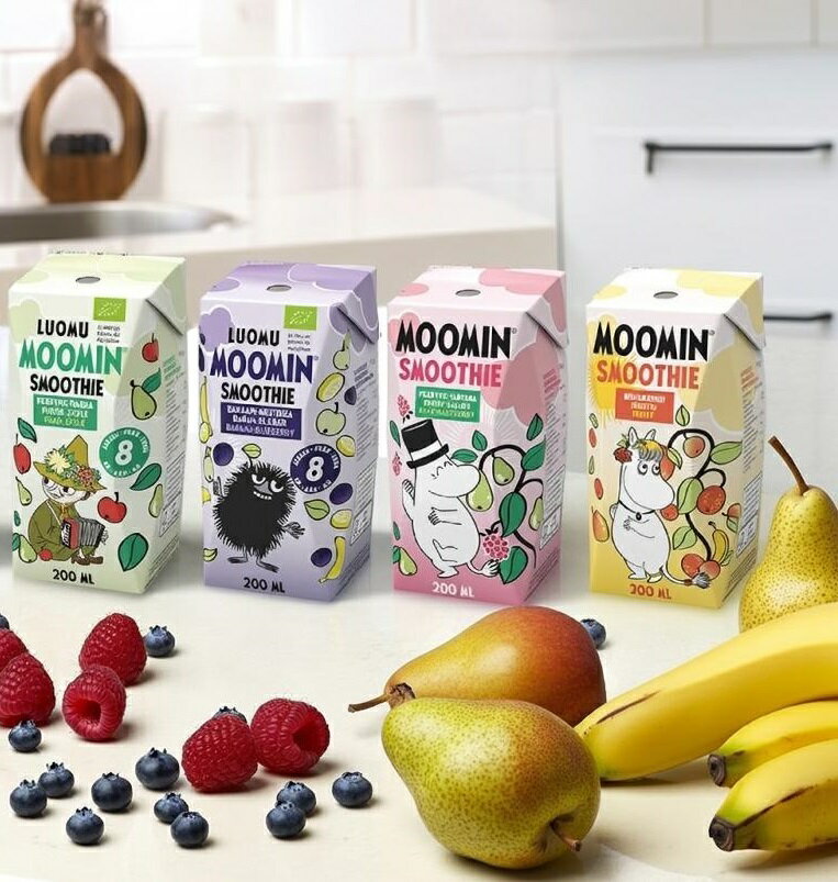 Bonne ムーミン スムージー 4種セット 200ml×4本 ボンネ プレミアム エストニア ギフト バナナブルーベリー ミックスフルーツ 洋なしりんご 洋なしラズベリー セット商品